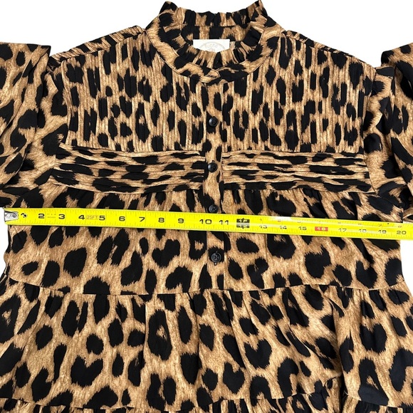 Muche Muchette Rina Leopard Print Tiered Mini Dress One Size Flowy Summer EUC - Picture 6 of 10